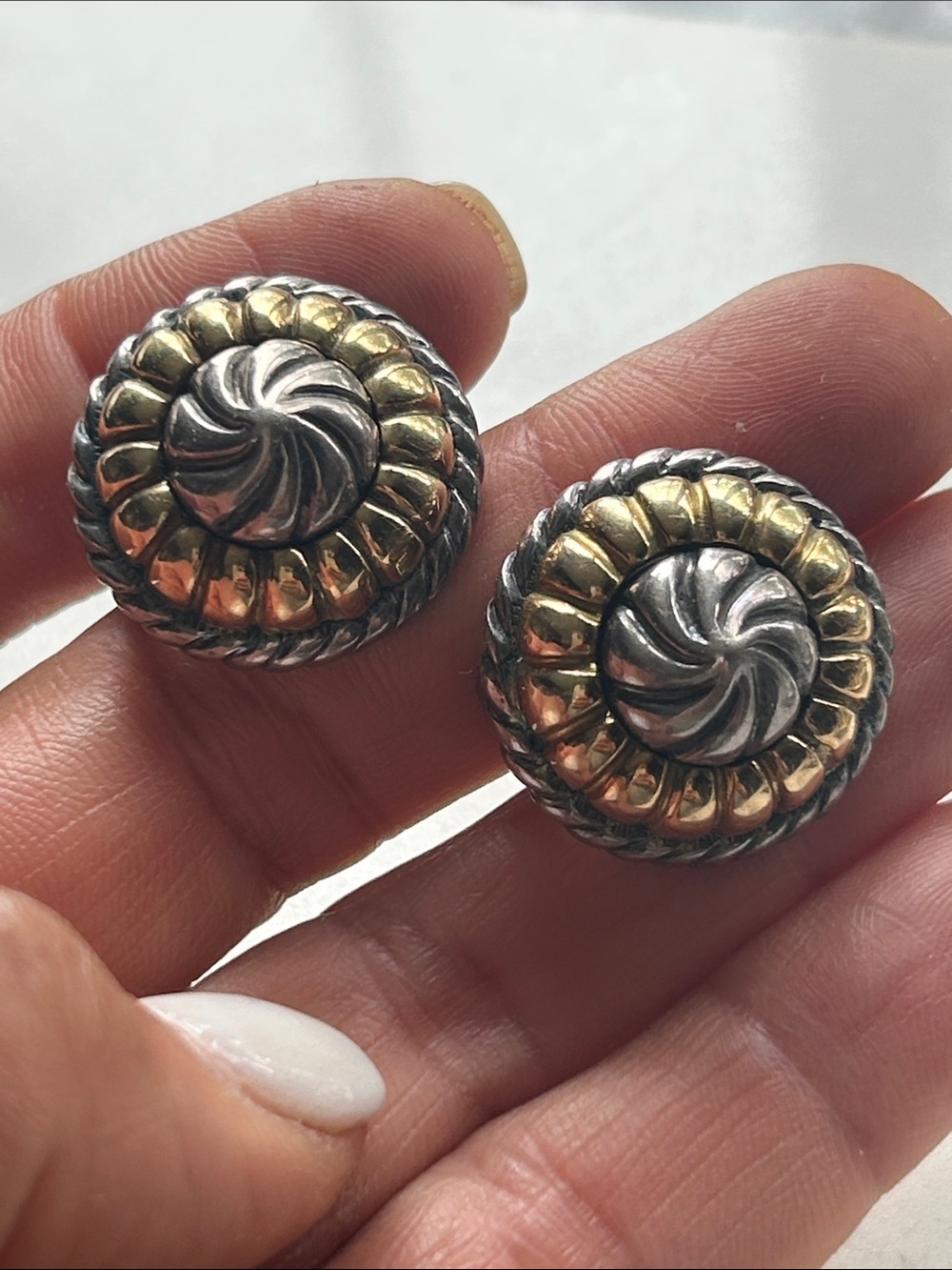Vintage 18k gold and sterling silver earrings